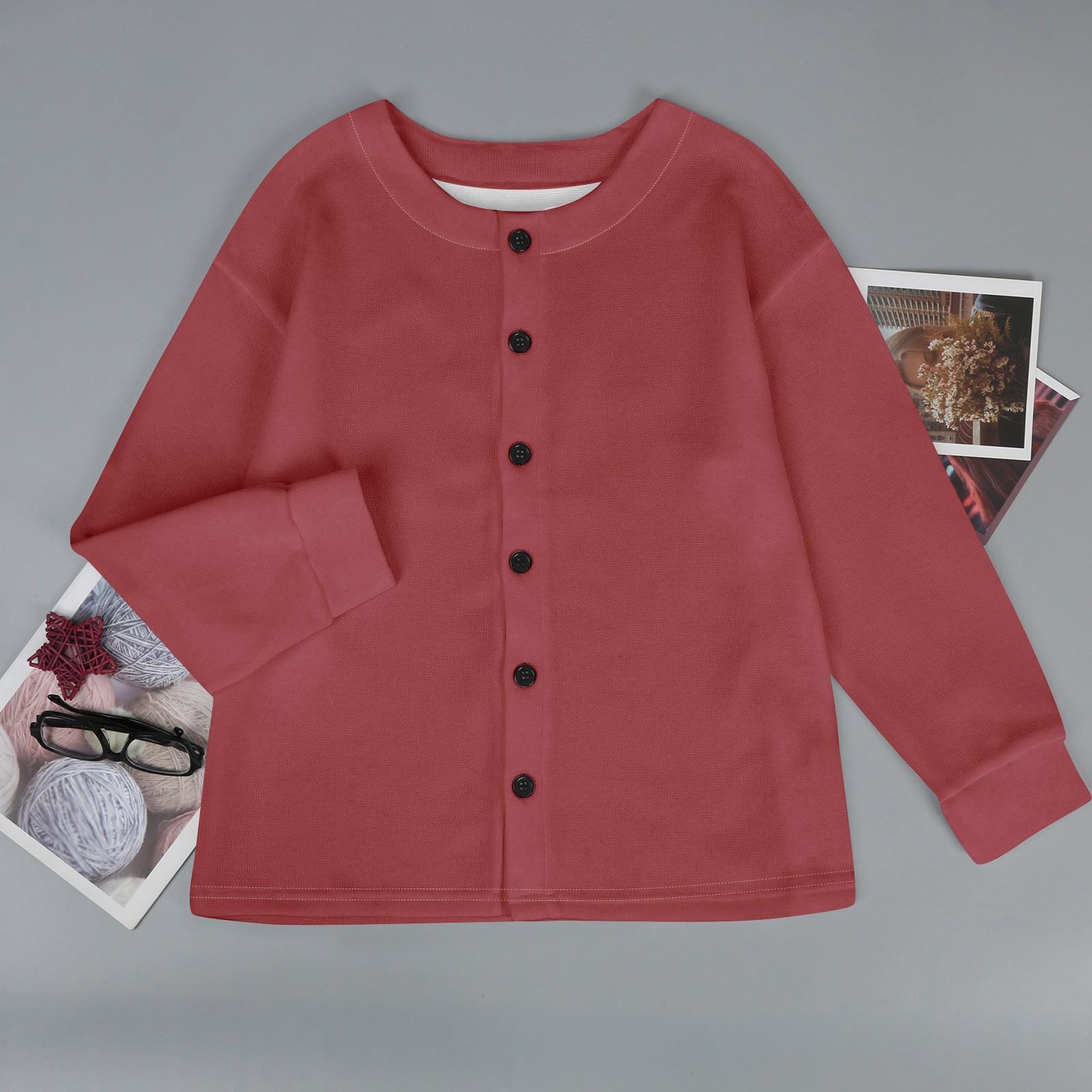 

Женская мода зима длинный рукав теплый трикотажный однотонный топ пальто M красный