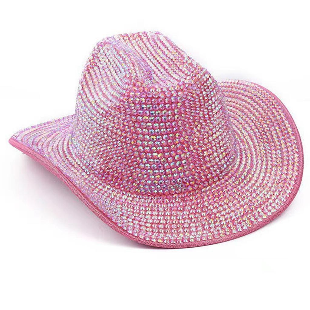 Eye-catching Crystal Cowboy Hats Bride Hat Panama Hat for Bachelorette Party Cowboy Hats for Club Stage Shows