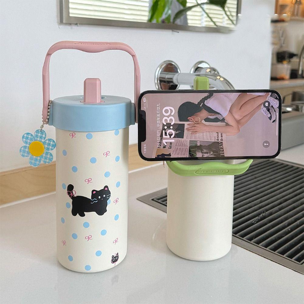 600ML Vacuum Cup With Pendant Insulation Or Cooling Insulated Cup With Straw Durable 316 Stainless Steel Cup for Office Workers