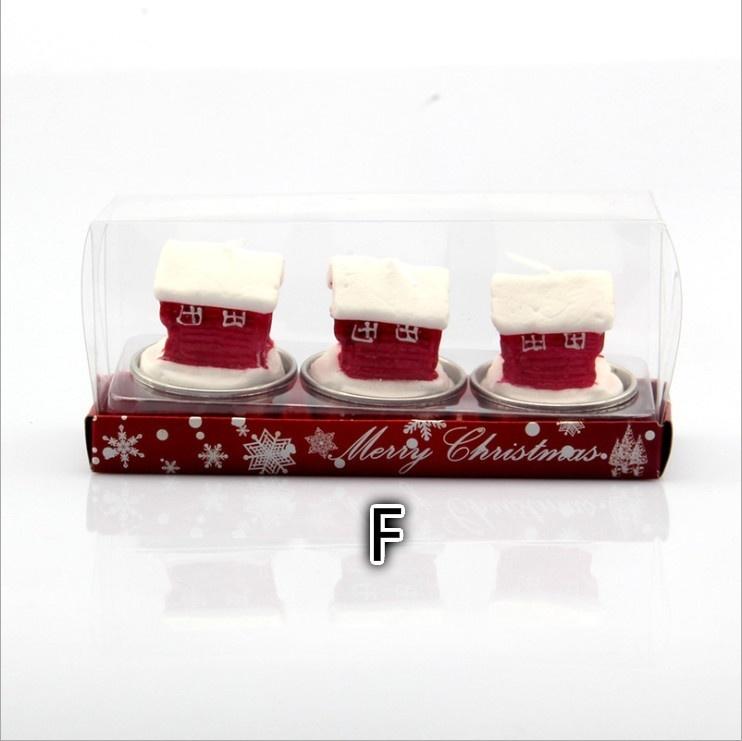 3pcs/Set Christmas Candle Santa House Pine Cone Table Decor Gift Home Decoration