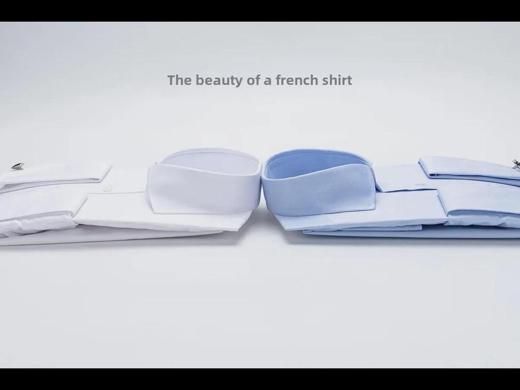 Men's Formal White Long-Sleeve Shirt with Windsor Collar and Bamboo Fiber French Cuff