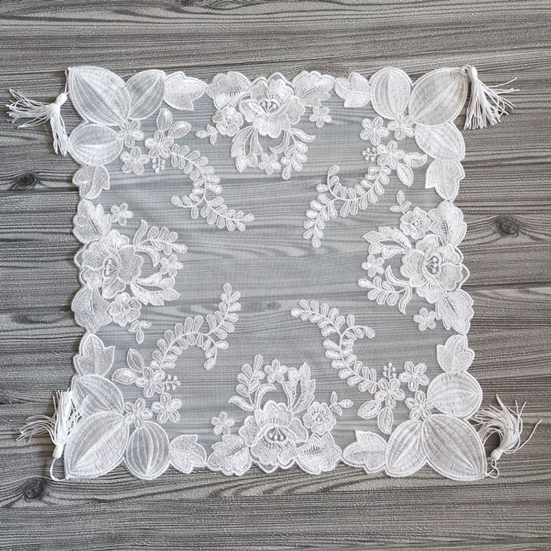 

European-Style Multi-Purpose Cover Towel Tea Tray Rectangular Lace Tablecloth White Square 40*40cm