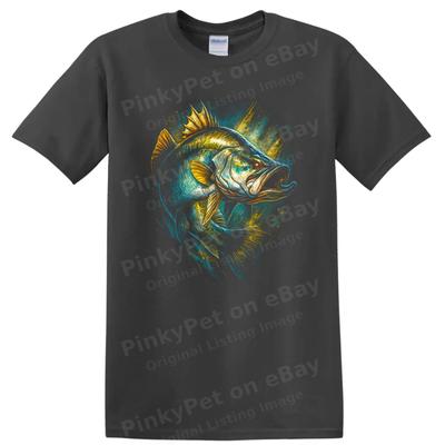 Fish Graphic T Shirt Bass Fishing Art Design for Anglers Cool Tee