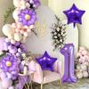 5pcs Purple Number Foil Balloon Set for Birthday Parties, Anniversaries, Holiday Celebrations, Party Decorations,