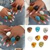 Marbled Effect Resin Art Rings Curved Wide Band Design Safe Construction Stackable Fashion Accessory Resin Texture