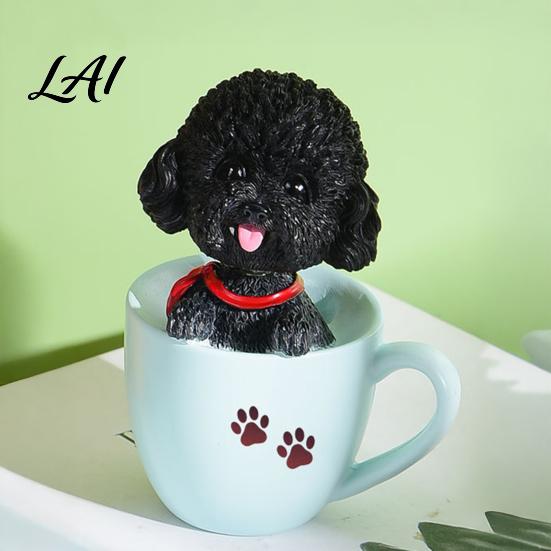 Car Aromatherapy Air Freshener Cup Shaking Head Dog Ornament Resin Teddy Schnauzer Dashboard Cute Puppy Interior Decor Decor Heat Resistant
