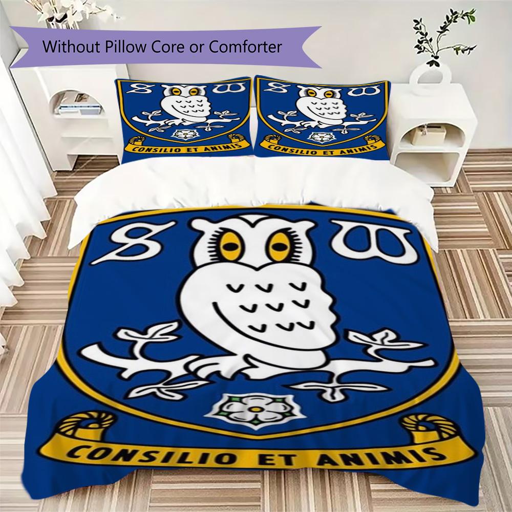 Sheffield Wednesday FC Owl Pattern Bedding,Quilt Set Quilt Cover Pillowcase Home Birthday Gift (1*duvet Cover+2*pillowcase,without core)XSJT0917522