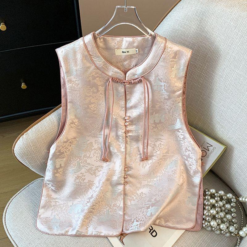 Vest Women's Textured Top Embroidered Vest Women's Sleeveless Vest Tide