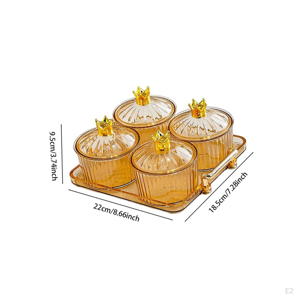 4 Grids Dried Fruit Plate Appetizer Serving Tray Dustproof Divided Dishes for Party Living