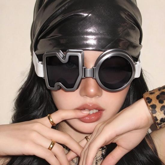 Y2K Millennial style NO Glasses concave and convex shape decorative goggles Stage show personality accessories sunglasses