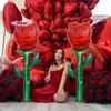 M-Large Red Rose Balloons Rose Flower Shape Foil Balloons For Mother's Day Valentine's Day Anniversaries,Party Gift Decorations
