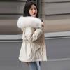 Women Padded Jacket Thickened Plush Lined Coat with Drawstring Waist Winter Warm Puffer