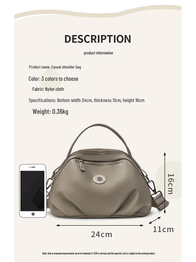 Vielseitige Damen Nylon Handy- & Umhängetasche - Großes Fassungsvermögen, Unifarbe, Schlichtes Crossbody-Design
