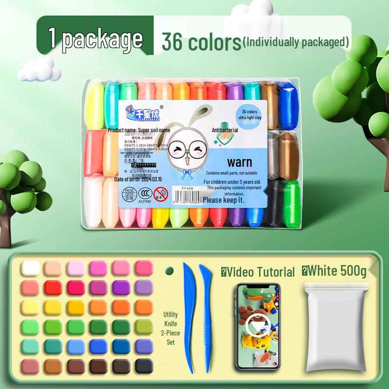 Super Light Non-Toxic Odorless Clay for Kids - 12 Colors Playdough Set