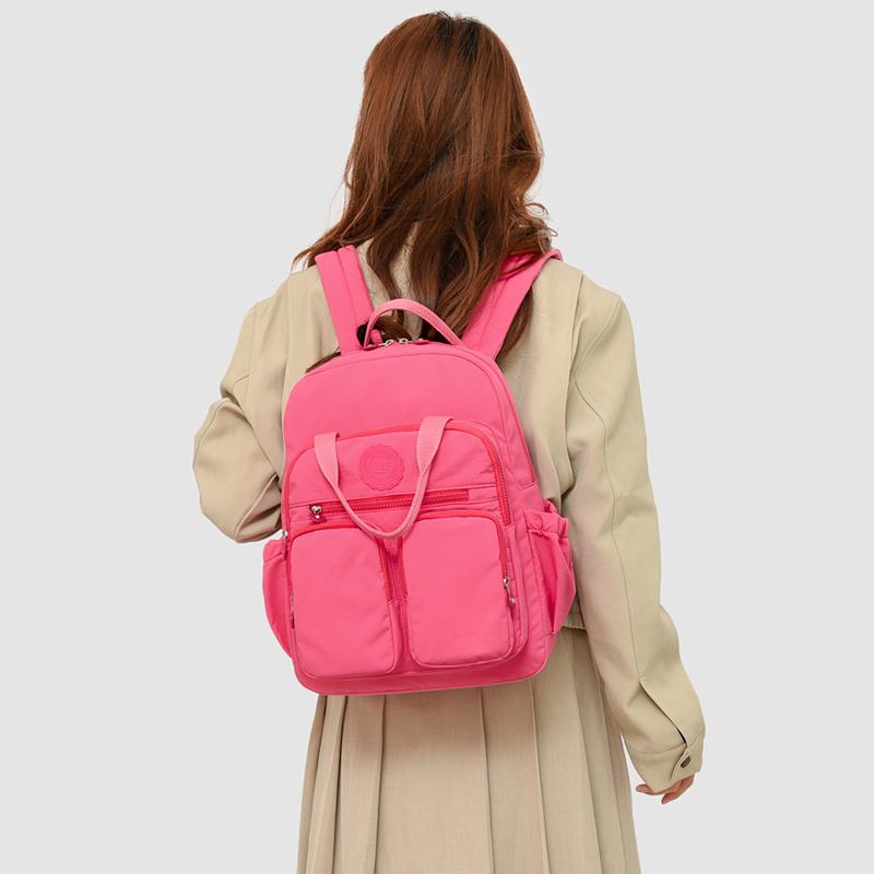 Fashion Woman Backpack Waterproof Nylon Soft Handle Solid Multi-pocket Travel Zipper Feminina School Bags Laptop Backpack