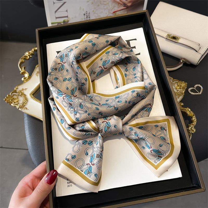 French Polka Dot Silk Scarf Headband Neckerchief Foulard Female Hair Scarfs Neck Tie Lady Skinny Scarves Soft Satin