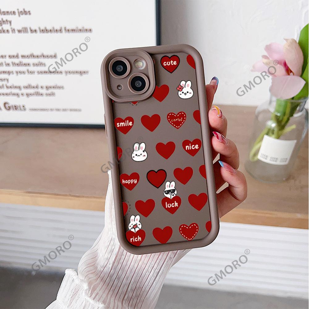 Hot-selling Trendy Brand Love Rabbit Mobile Phone Case Apple 17 Pro Girly iPhone15 Matte Silicone Case