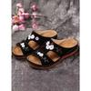 Summer new embroidered slippers women wish hollow flowers embroidered open-toed sewn wedge slippers