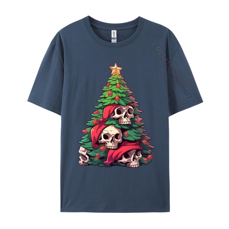 Matching Family Christmas Tree Skeleton Skulls Santa Hat TShirts Cotton Unisex TShirts Printed Autumn TShirt