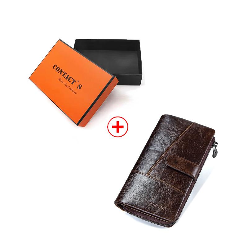 

CONTACT S Genuine Leather Wallets Men High Quality Card Holder Cellphone Pockets Clutch Wallet Daily Office Travel Gift Coin Purse M кавовий