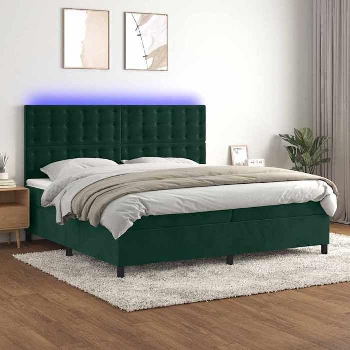 Maison Exclusive - Sommier à lattes de lit matelas et LED Vert foncé 200x200 cm