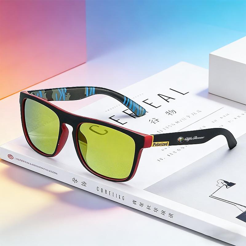 UYDJ1 Classic Square Polarized Outdoor Sports Sunglasses For Alfa Romeo 4C 159 166 Spider Giulia 156 Mito 147 8CGT Car Key Case Bag