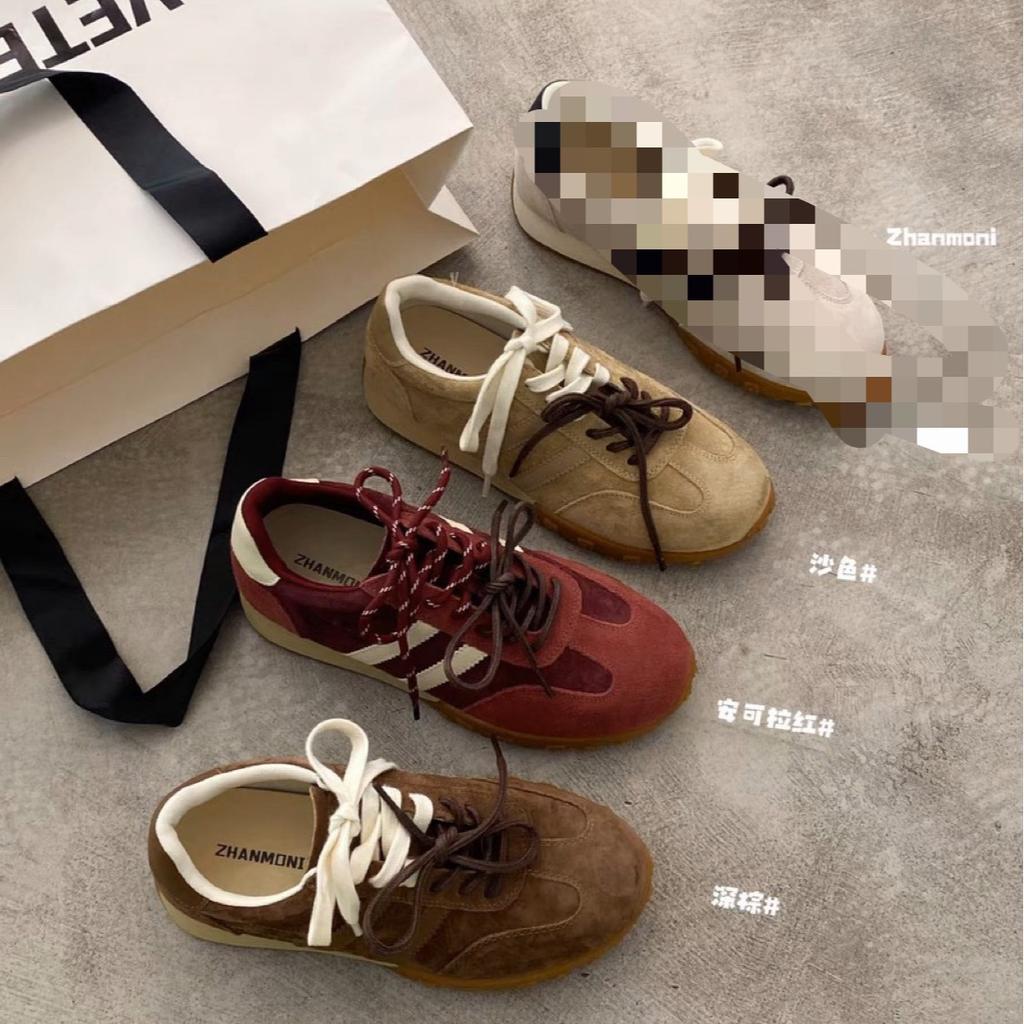 Lederschuhe für Damen aus Rindsleder, einfarbig, mit Schnürsenkeln, 2025 Frühling neu, deutsche Trainingsschuhe, vielseitig, Maillard-Farbe, Freizeitschuhe