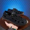 Fashion Outdoor Leisure Beach Shoes Anti Slip Leather Sandals for External Wear Quick Dry Wading Aqua Shoes Leisure Walk Summer Sandals