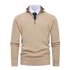 Herren Pullover mit vertikalem Rippstrick, halbem Reißverschluss und Stehkragen, dick und warm - EU-Größe