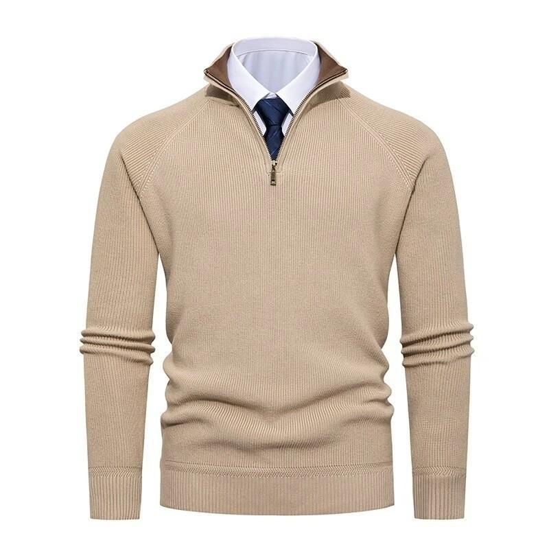 

Men s Vertical Rib Knit Half Zip Stand Collar Thick Warm Sweater - EU Size XL темно-синього кольору