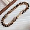 Melard-style Retro Natural Tiger's Eye Stone and Artificial Crystal Pearl Necklace, Versatile and Detachable, Can Be Worn As a Sweater Chain