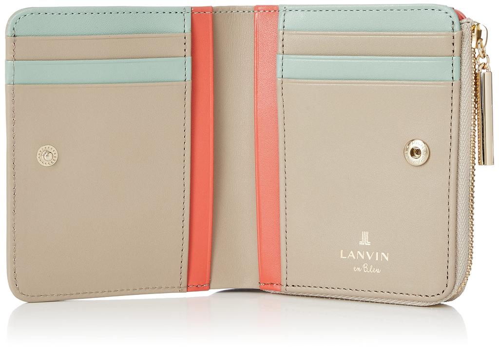 LANVIN En Bleu Luxembourg Color Bifold Wallet with Card Slots and Bill Compartment, Women's, 482023, Greige