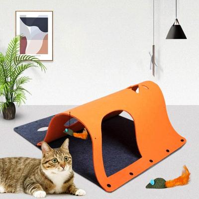 Faltbarer Katzentunnel aus Filz, DIY-Katzentunnelspielzeug, abnehmbares und waschbares Katzenklettergerüst, Katzennest mit Anhänger für Hauskatzen