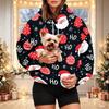 Women's Christmas Print Hoodie with Pet Pocket, Casual Winter Holiday Sweatshirt