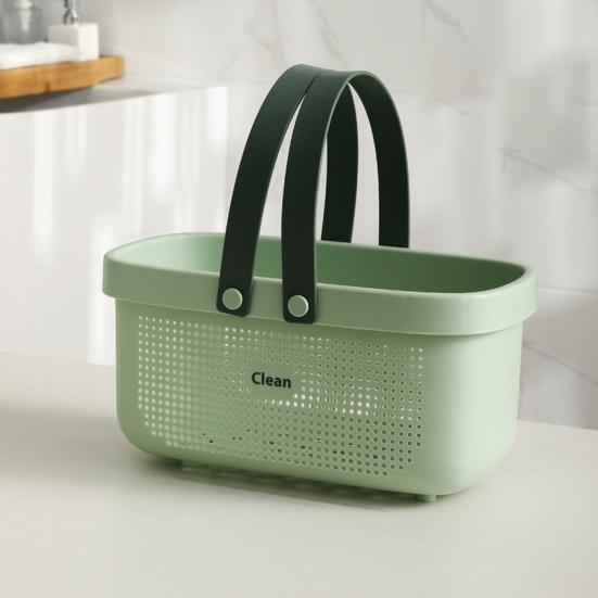 Laundry Basket Hollow Design Portable Handle PP Shampoo Dirty Clothes Organizer for Bathroom