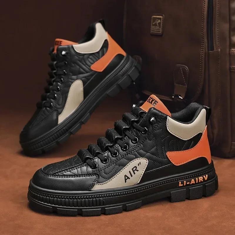 Mode Herren-Sneakers 2024 Frühling Herbst Mode High Top Freizeitschuhe für Herren Plateau Schnürschuhe Vulkanisierte Schuhe Männlich Tenis Masculino