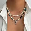 Hip Hop Coconut Tree Pendant Choker Silver Rhinestone Flower Necklace Coconut Husk Necklace  Women