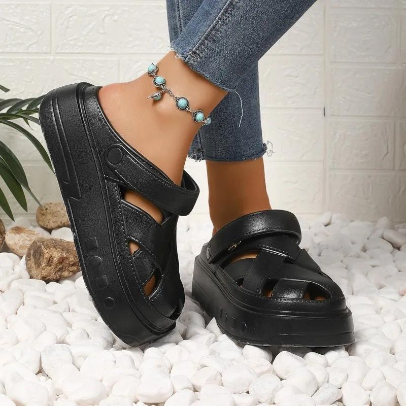 2025 New Women's Shoes Slip-on Women's Sandals Best Seller Beach Sandals Women Summer Solid Closed Toe Sandals Zapatos
