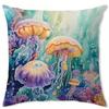 Colorful Jellyfish Underwater Double-sided Printed pillow cover Short plush Suitable living rooms bedrooms throw cushion cover