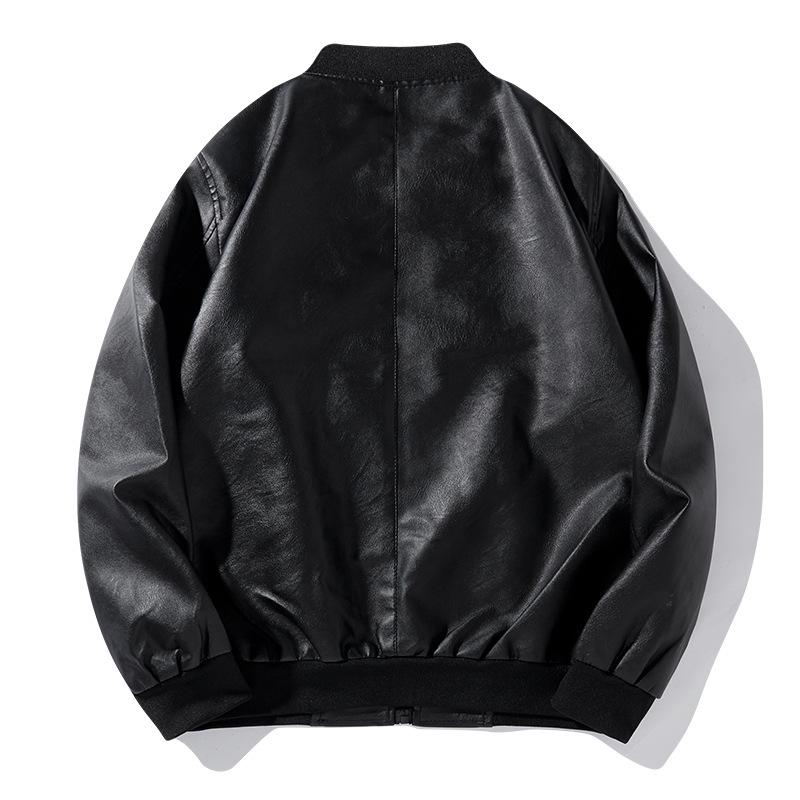 Men's Soft Leather Baseball Collar Jacket - Spring/Autumn Casual Wear for Middle-aged Dads