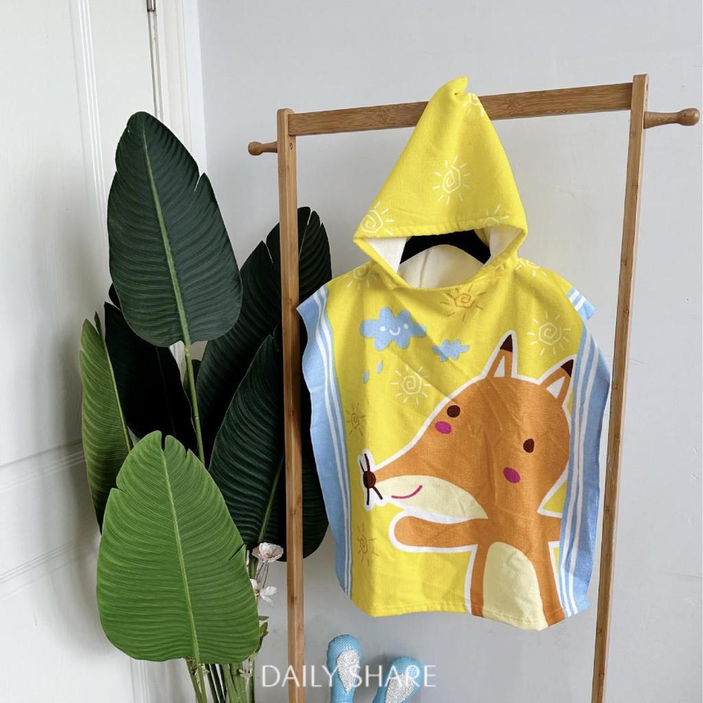 Children's Hooded Bath Towel: Antibacterial, Quick-Drying, Wearable Cloak for Bath or Beach.