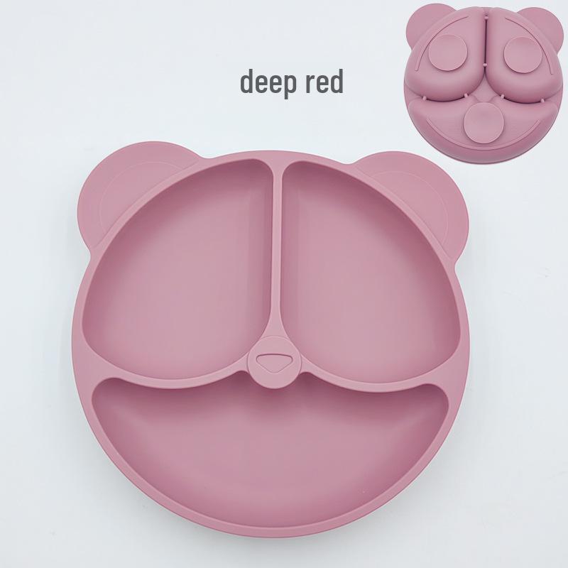 Silicone Bear Ears 3-Compartment Suction Plate for Kids