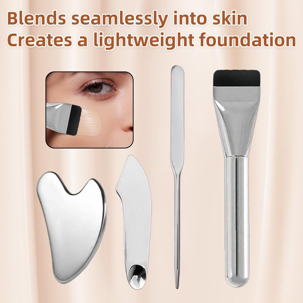 Edelstahl Make-up Spatel und Mischstab Set Foundation Pinsel Lidschatten Creme Pigment Mischwerkzeuge ein Dediziertes Make-up Set