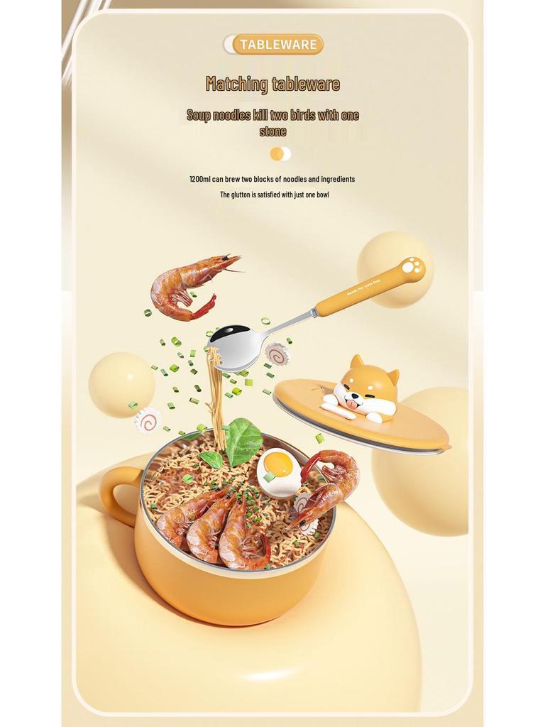 304 Stainless Steel Instant Noodle Bowl with Lid & Water Filter, Cute Large Fast Food Gift Cup for Students.