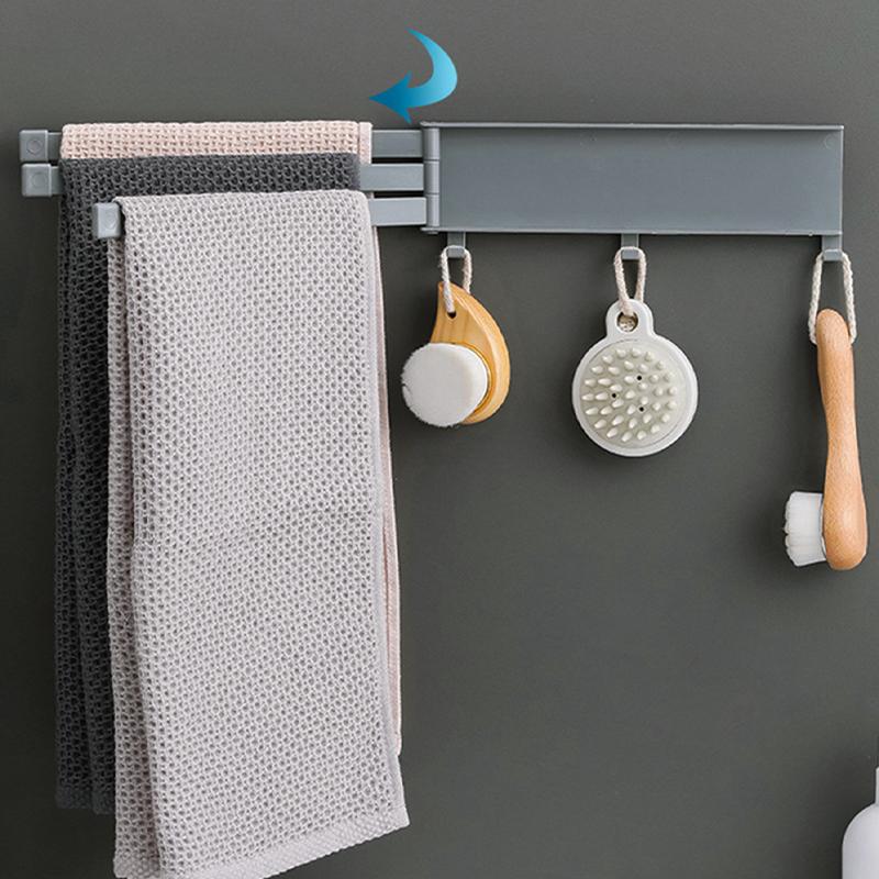 Ścienny Obrotowy Wieszak na Ręczniki, Stojak do Przechowywania w Kuchni, Artykuł Łazienkowy, Wielofunkcyjny, Bez Wiercenia
