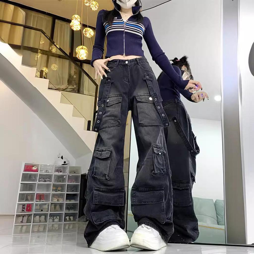 American High Street Herren Multi-Pocket Straight Jeans - Trendiger, locker sitzender Denim für Frühling & Herbst