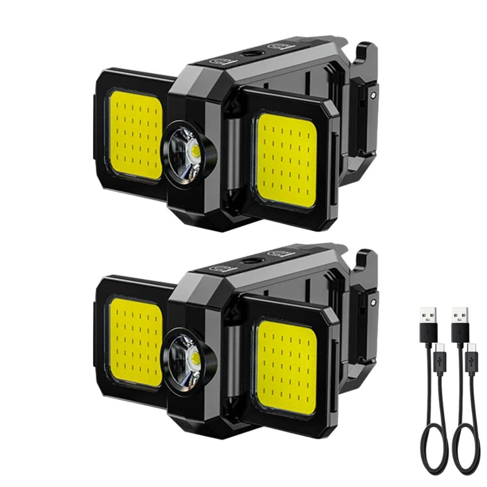 Mini Flashlight Keychain Light COB Work Light Type-C USB Rechargeable Lamp with 90° Foldable Side Lights IPX4 Super Bright