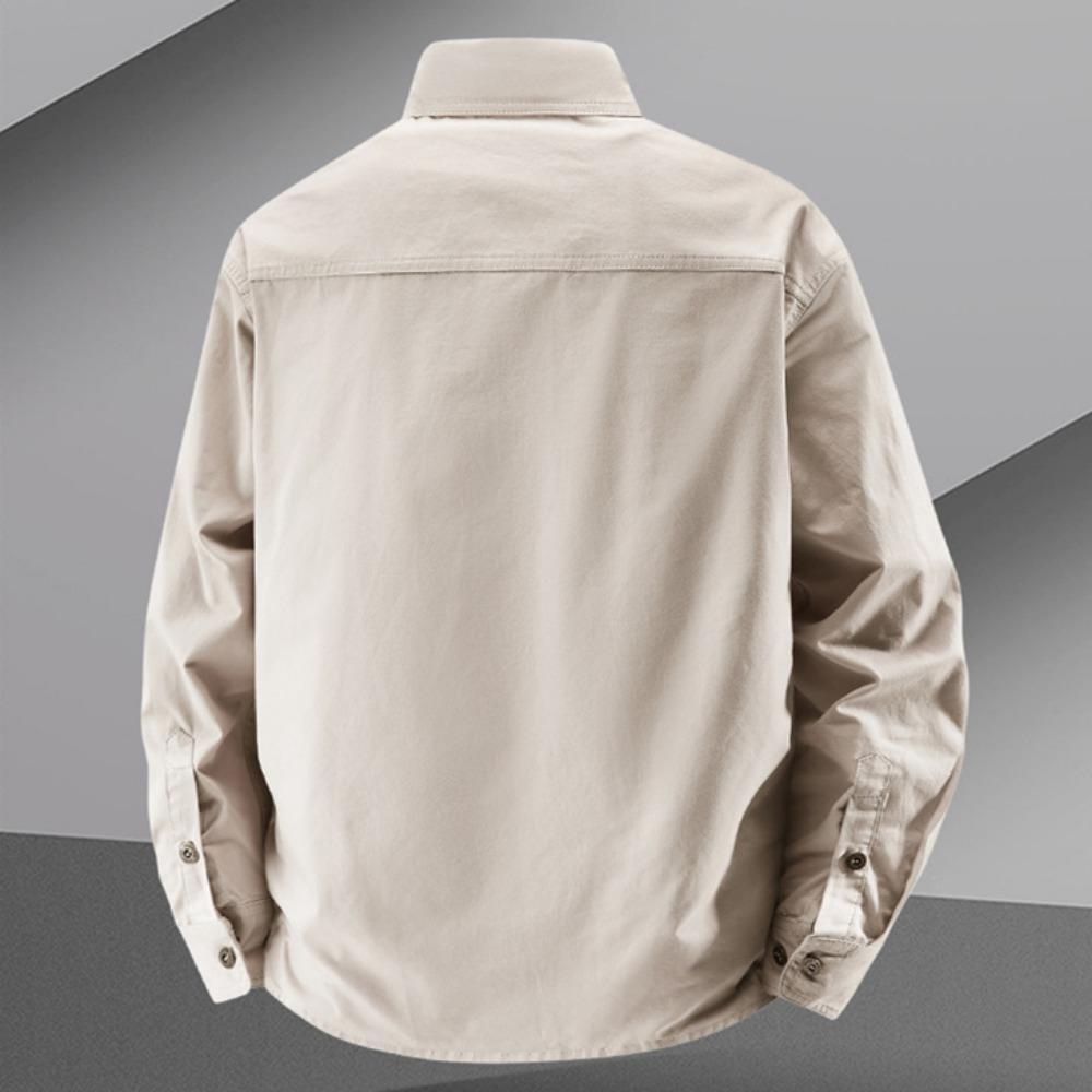 Vintage Men's 100% Cotton Shirt Safari Style Multi-pocket Lapel Top Spring Autumn Long Sleeve Youth Loose Shirts Plus Size M-6XL