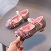 Fashionable High-Heeled Leather Shoes for Girls: Crystal Princess Shoes for Children's Performances