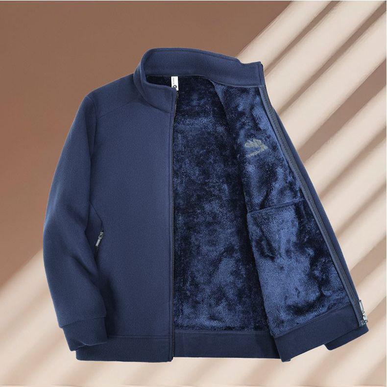 

Men s Winter Fleece Jacket - Mid-Aged & Young, Warm Stand Collar Coat L (90-105 jin) темно-синього кольору